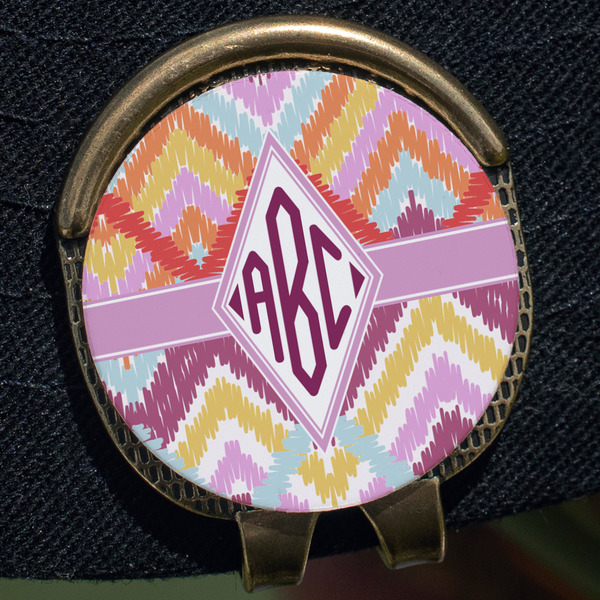 Ikat Chevron Golf Ball Marker Hat Clip - Gold - Close Up