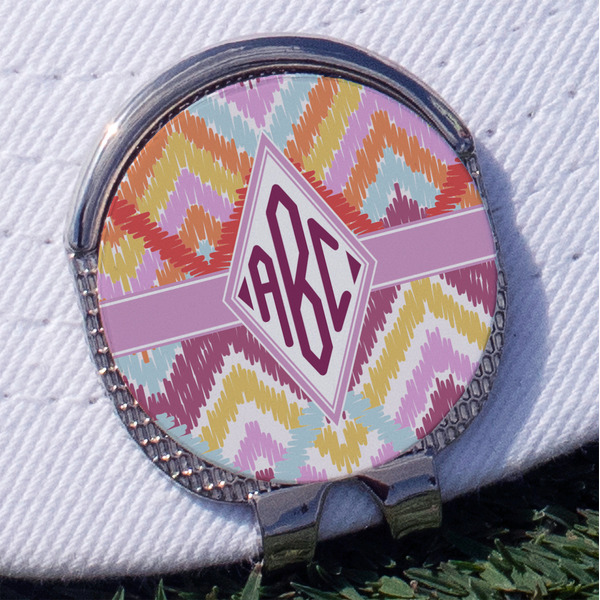 Custom Ikat Chevron Golf Ball Marker - Hat Clip