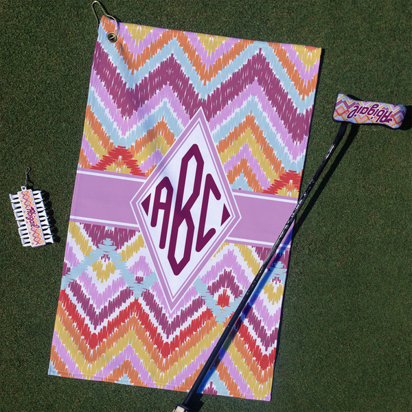 Custom Ikat Chevron Golf Towel Gift Set (Personalized)