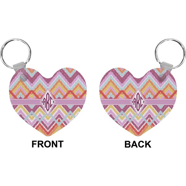 Ikat Chevron Heart Keychain (Front + Back)