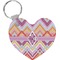 Ikat Chevron Heart Plastic Keychain w/ Monogram