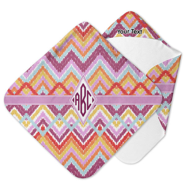 Custom Ikat Chevron Hooded Baby Towel (Personalized)