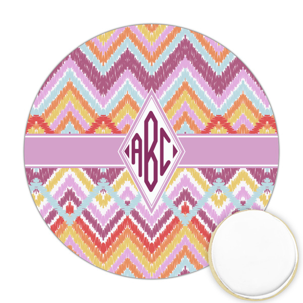 Custom Ikat Chevron Printed Cookie Topper - Round (Personalized)