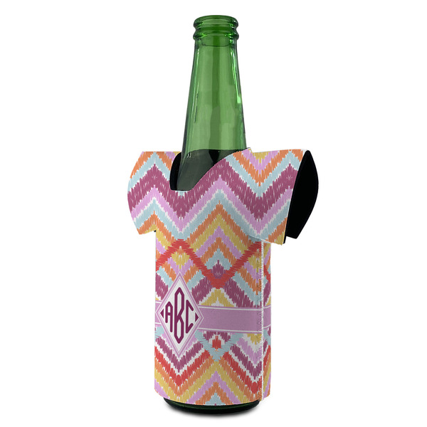 Ikat Chevron Jersey Bottle Cooler - ANGLE (on bottle)