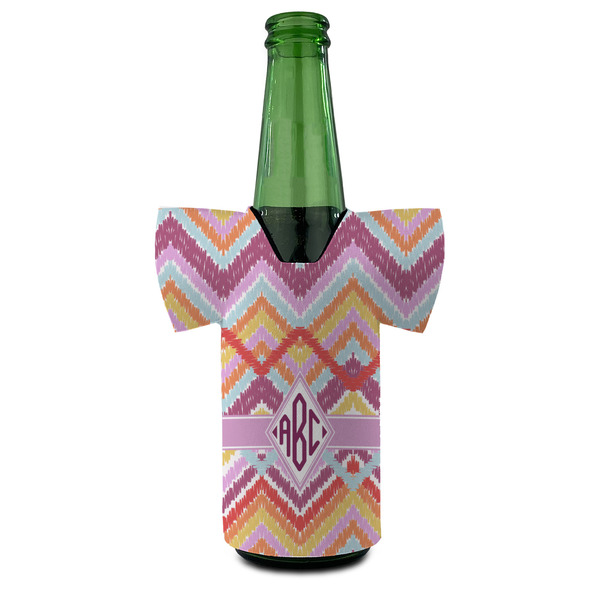 Ikat Chevron Jersey Bottle Cooler - Set of 4 - FRONT (on bottle)