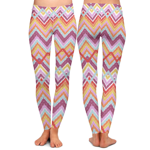 Ikat Chevron Ladies Leggings - Front and Back