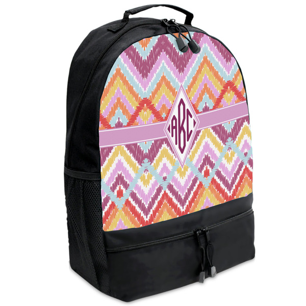 Custom Ikat Chevron Backpacks - Black (Personalized)