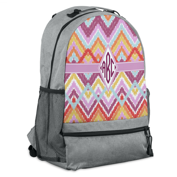 Custom Ikat Chevron Backpack - Grey (Personalized)