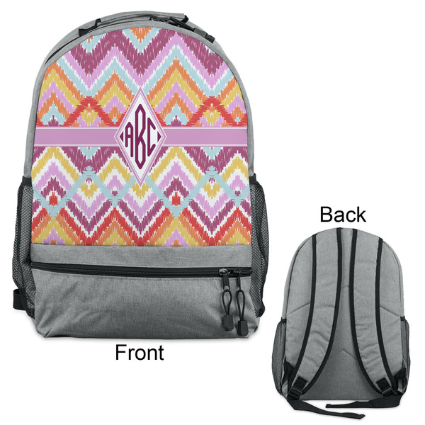 Ikat Chevron Large Backpack - Gray - Front & Back View