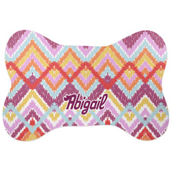 Ikat Chevron Bone Shaped Dog Food Mat (Personalized)