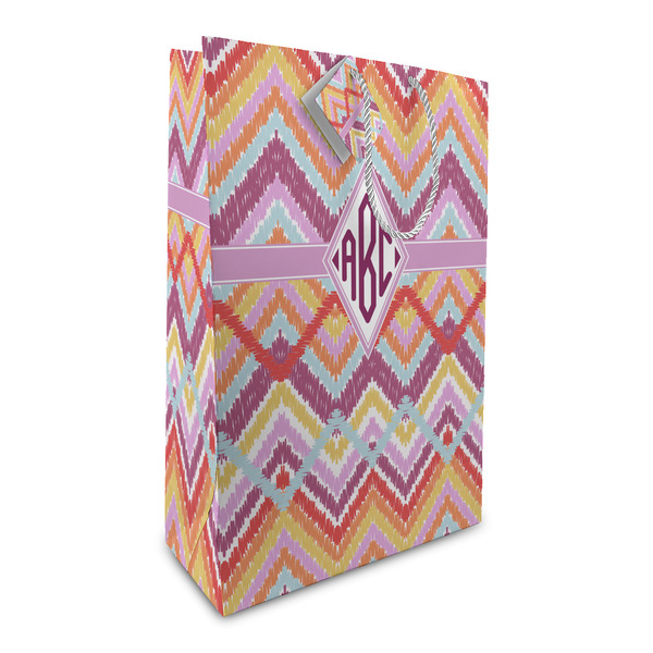 Custom Ikat Chevron Large Gift Bag (Personalized)