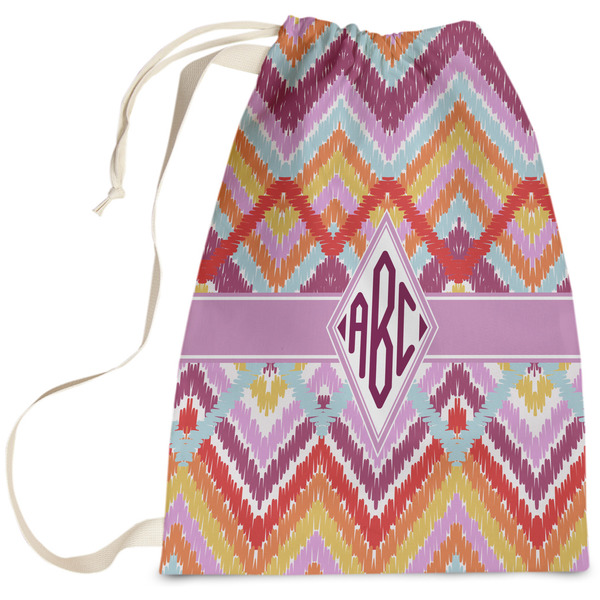 Custom Ikat Chevron Laundry Bag - Large (Personalized)