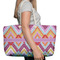 Ikat Chevron Large Rope Tote Bag - In Context View