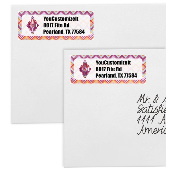 Ikat Chevron Mailing Labels - Double Stack Close Up