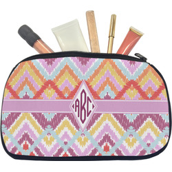 Ikat Chevron Makeup / Cosmetic Bag - Medium (Personalized)