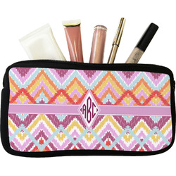 Ikat Chevron Makeup / Cosmetic Bag (Personalized)