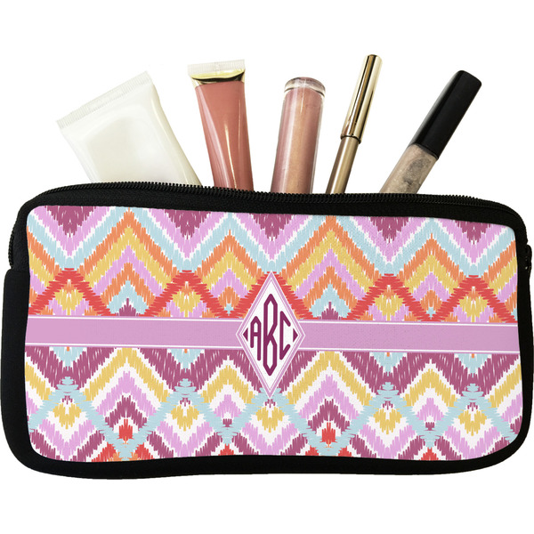 Custom Ikat Chevron Makeup / Cosmetic Bag (Personalized)