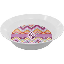 Ikat Chevron Melamine Bowl (Personalized)