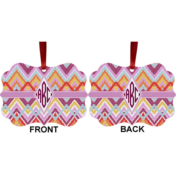 Ikat Chevron Metal Benilux Ornament - Front and Back (APPROVAL)
