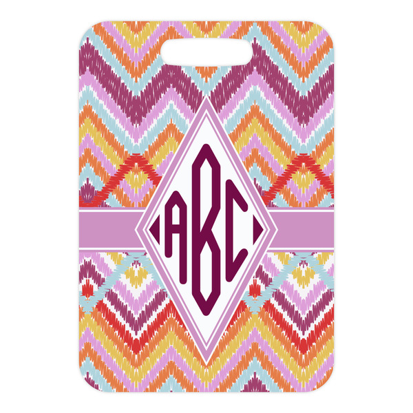 Ikat Chevron Metal Luggage Tag - Front Without Strap