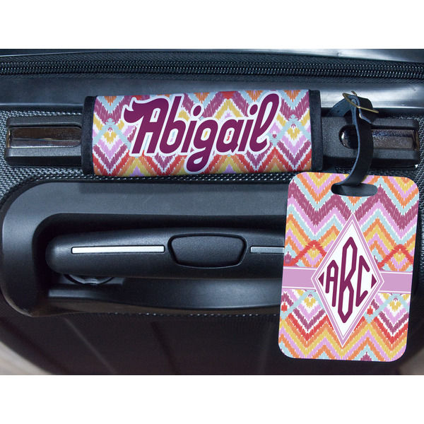Ikat Chevron Metal Luggage Tag & Handle Wrap - In Context