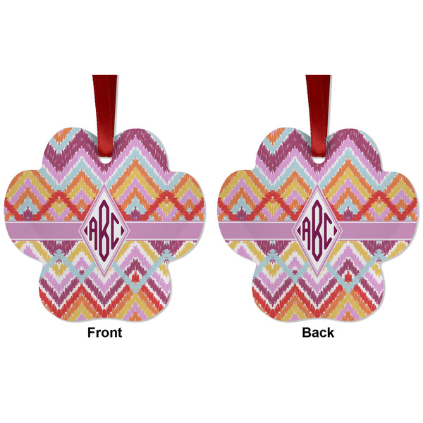 Ikat Chevron Metal Paw Ornament - Front and Back