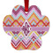 Ikat Chevron Metal Paw Ornament - Double Sided w/ Monogram