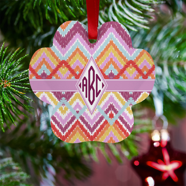 Ikat Chevron Metal Paw Ornament - Lifestyle