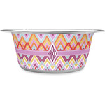 Ikat Chevron Stainless Steel Dog Bowl (Personalized)