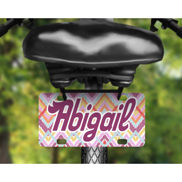 Ikat Chevron Mini License Plate on Bicycle