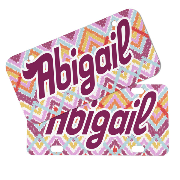 Ikat Chevron Mini License Plates - MAIN (4 and 2 Holes)