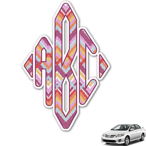 Custom Ikat Chevron Monogram Car Decal (Personalized)