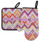Ikat Chevron Left Oven Mitt & Pot Holder Set w/ Monogram