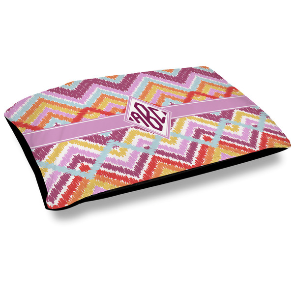 Custom Ikat Chevron Outdoor Dog Bed - Large (Personalized)