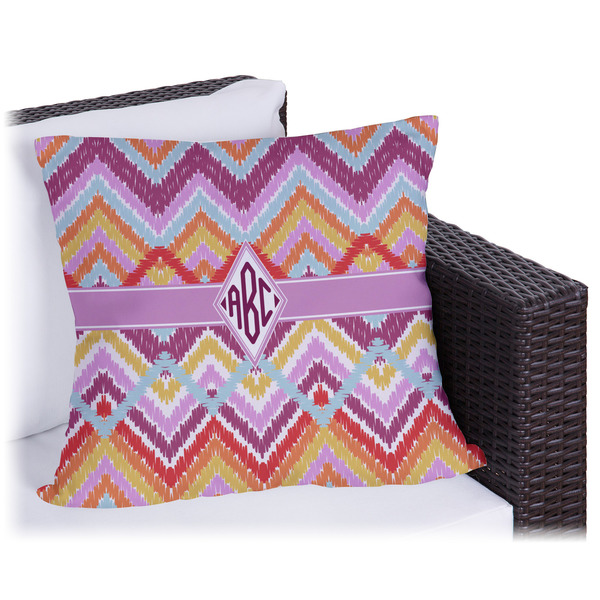 Custom Ikat Chevron Outdoor Pillow (Personalized)