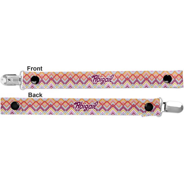Ikat Chevron Pacifier Clip - Front and Back