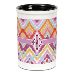 Ikat Chevron Ceramic Pencil Holders - Black