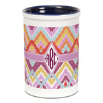 Ikat Chevron Ceramic Pencil Holders - Blue