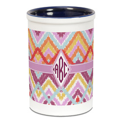 Ikat Chevron Ceramic Pencil Holders - Blue