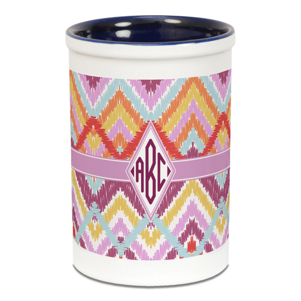 Ikat Chevron Pencil Holder - Blue