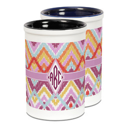 Ikat Chevron Ceramic Pencil Holder - Large
