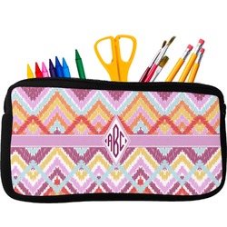 Ikat Chevron Neoprene Pencil Case - Small w/ Monogram