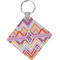 Ikat Chevron Diamond Plastic Keychain w/ Monogram
