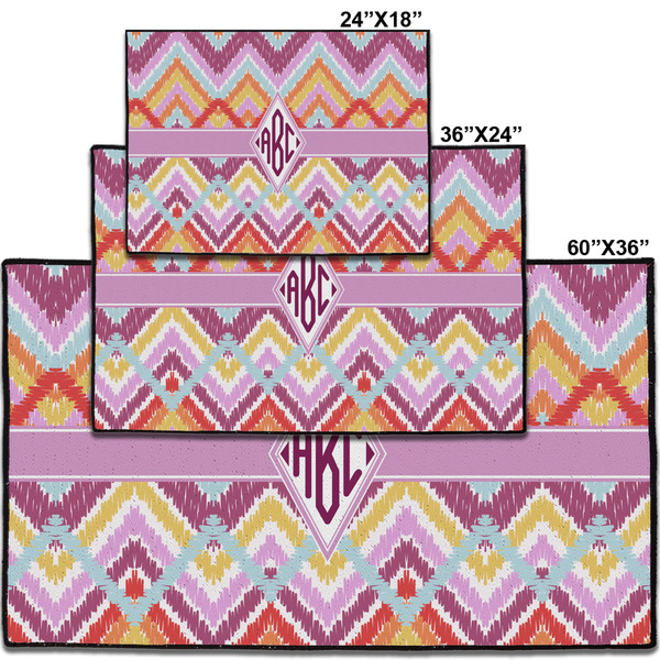 Ikat Chevron Personalized Door Mat - Group Parent IMF