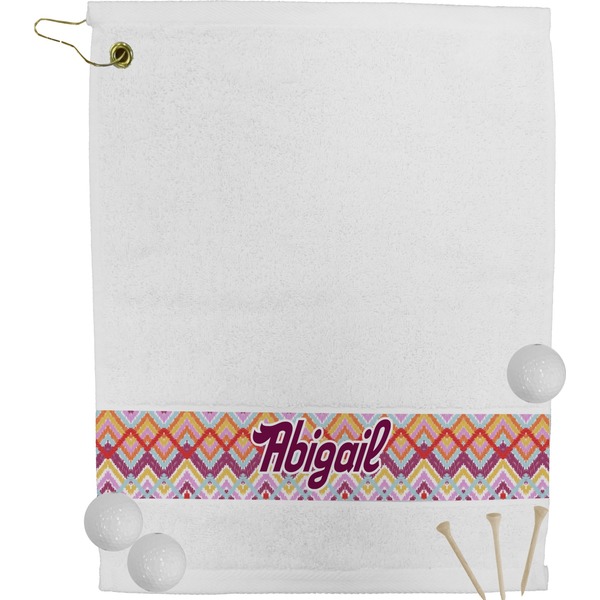 Custom Ikat Chevron Golf Bag Towel (Personalized)