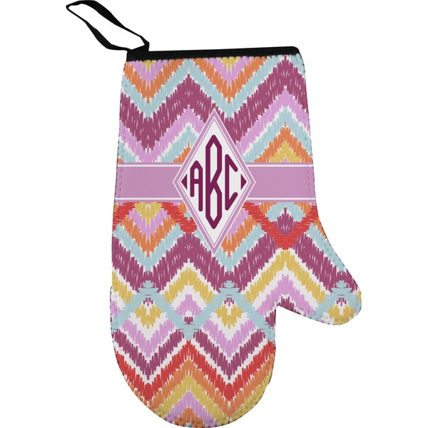 Custom Ikat Chevron Right Oven Mitt (Personalized)