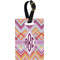 Ikat Chevron Plastic Luggage Tag - Rectangular w/ Monogram