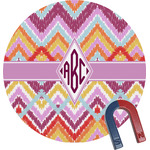 Ikat Chevron Round Fridge Magnet (Personalized)