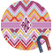 Ikat Chevron Round Fridge Magnet (Personalized)