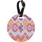 Ikat Chevron Plastic Luggage Tag - Round (Personalized)